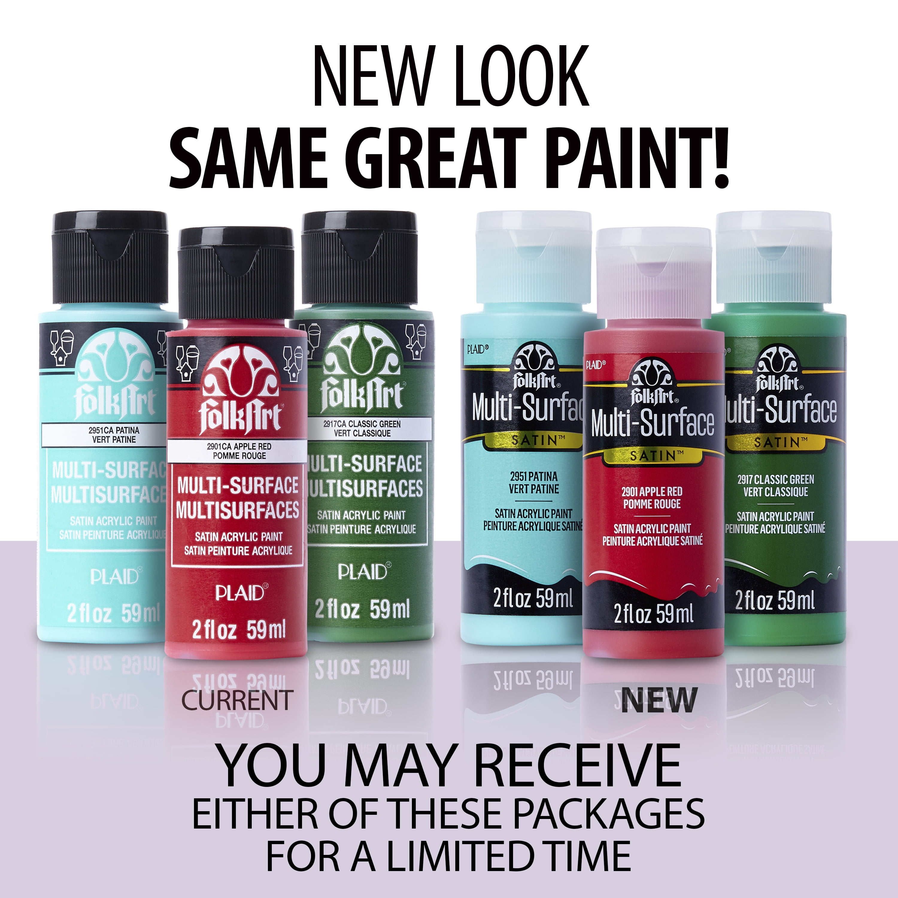 (4 pack) FolkArt Multi-Surface Acrylic Craft Paint, Satin Finish, Apple Red, 2 fl oz