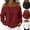 #03 Red, variant on Women's Loose Tops Cold Shoulder Buckle Strap Shirts Long Sleeve Denim-like Casual Lightweight Blouse, #03 White, L