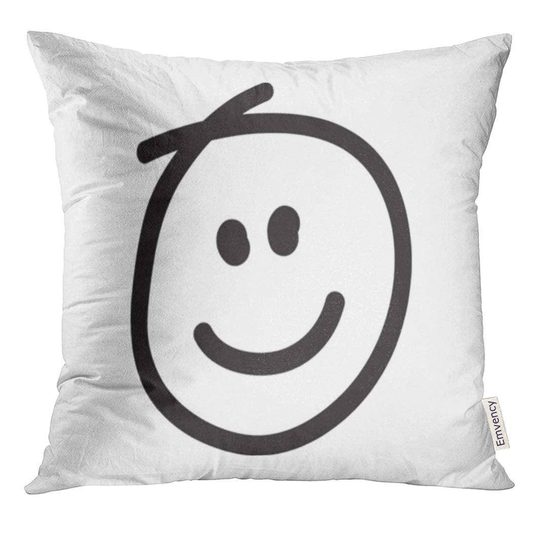 ARHOME Sad Smiley Face Happy Sketch Angry Behavior Black Pillow Case
