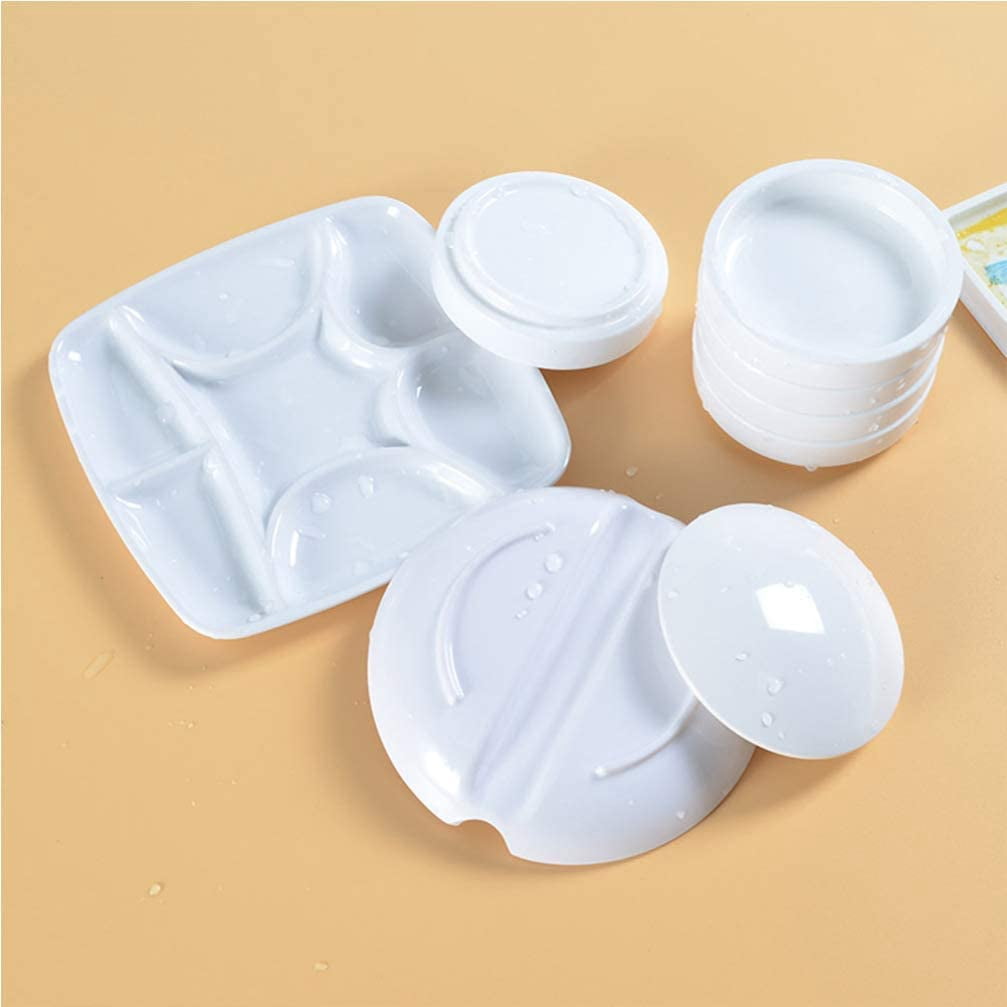ABPETE Five Layer Ceramic Palette 5 Layers Mixing Trays Set Round Porcelain Watercolor Palettes Sauce Dishes for Artists Students Holding Painting Color S