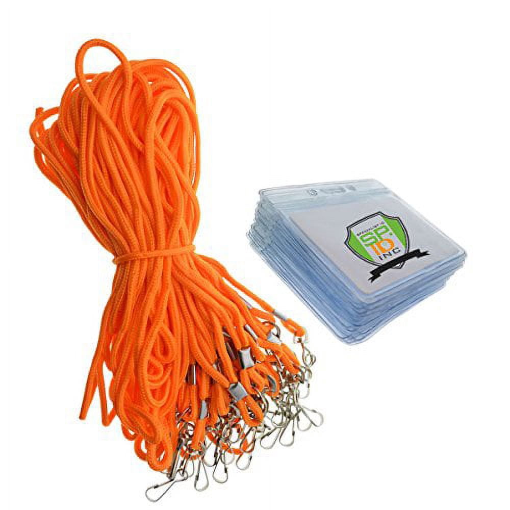 25 Pack of Premium Name Tag Badge Holders with Lanyards (Horizontal) by Specialist ID (Orange)