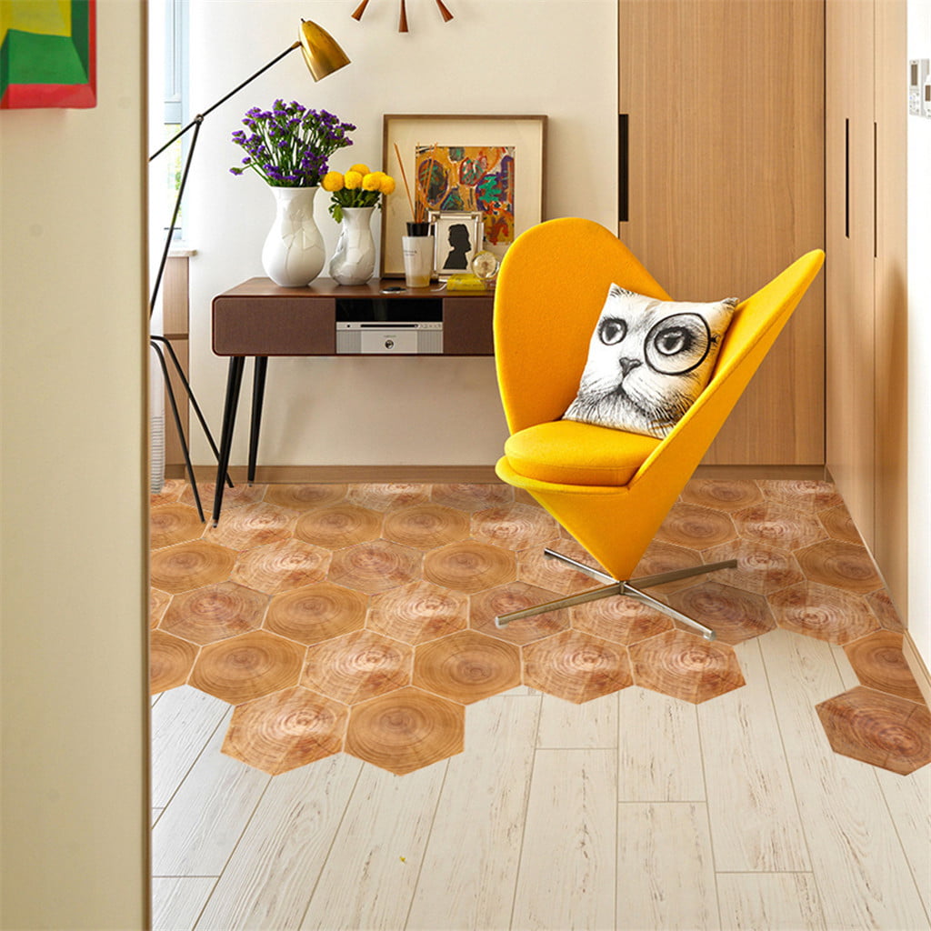 10x Waterproof Hexagon PVC Non-Slip Tile Stickers Kitchen Bathroom Floor Sticker 