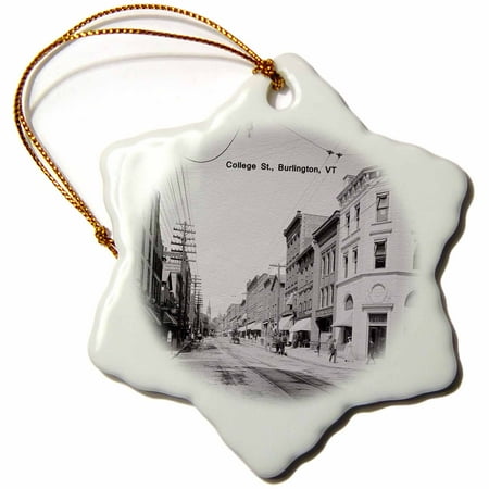 Stores In Burlington Vt 3dRose Church St., Looking North From College St., Burlington, VT (Vintage to 1906) - Snowflake Ornament, 3-inch ()