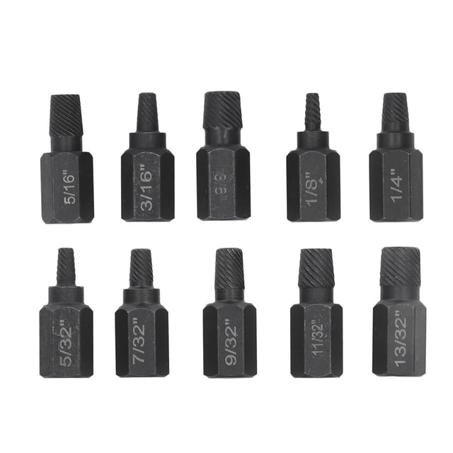 Risegun-Juego De Extractores De Tornillos Rotos, 10 Uds., 1/4, 7/32, 3/16, 5/32, 1/8, 13/32, 3/8, 11/32, 5/16, 9/32 Pulgadas, Removedor De Tornillos Dañados para Perno De Tuerca