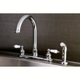 thumbnail image 2 of Kingston FB7791PLSP Victorian Two-Handle 4-Hole 8" Centerset Kitchen Faucet with Side Sprayer in Polished Chrome, 2 of 5