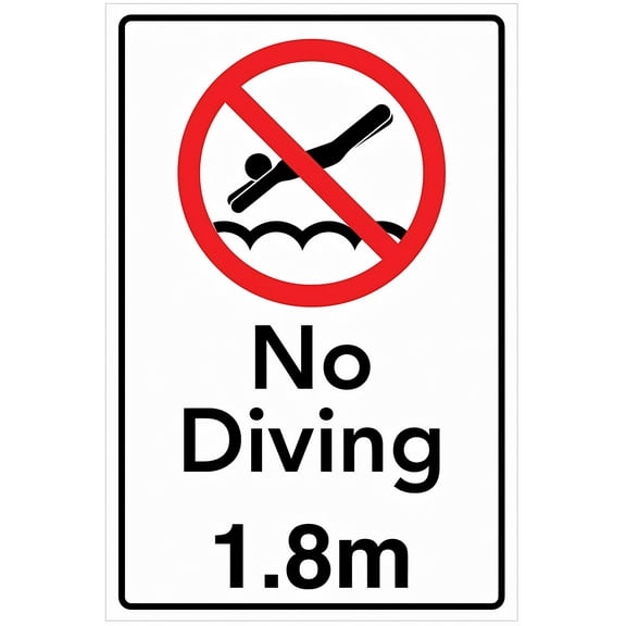 No Diving 1.8m Prohibition Tin Sign - 8"x12", Vintage Metal Decor for Home, Farm, Bar, Coffee Shop, Club