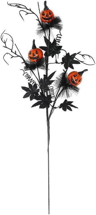 3 Pack Halloween Faux Berry Stems with Pumpkin and Leaves for Vase Wreath Decor