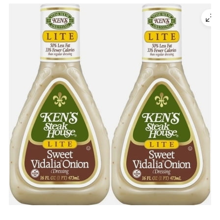 Lite Sweet Vidalia Onion Salad Dressing, 2 Bottles, 16 Oz