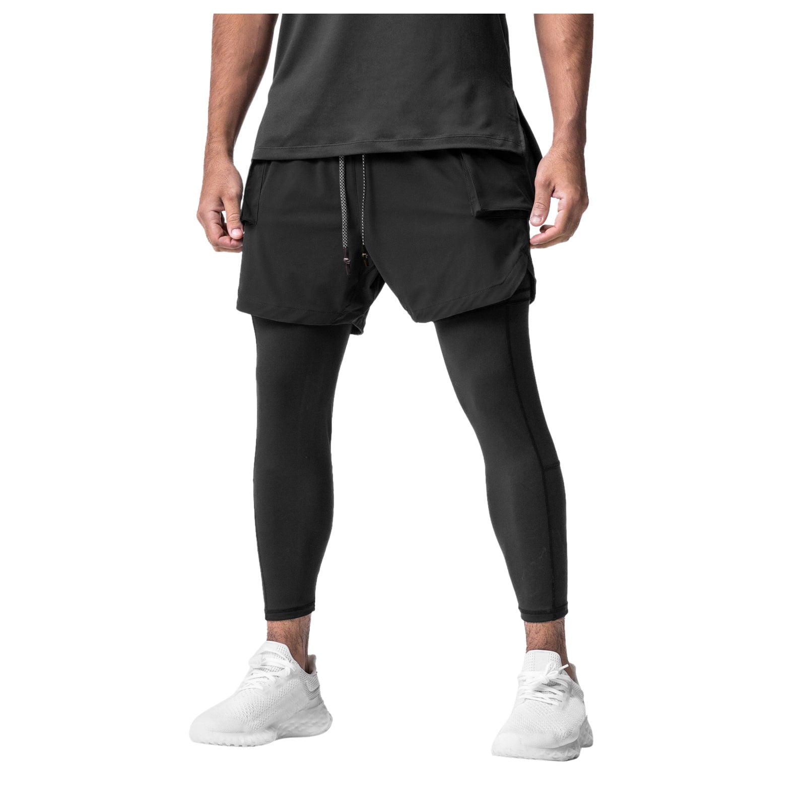 SHIXIAOO Men's Tights Two Piece Fitness Running Training Cycling