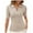 Beige, variant on ZyeKqe Womens Top Half Sleeve V Neck Zipper Collared Work Shirts Slim Fitted Dressy Casual Blouses