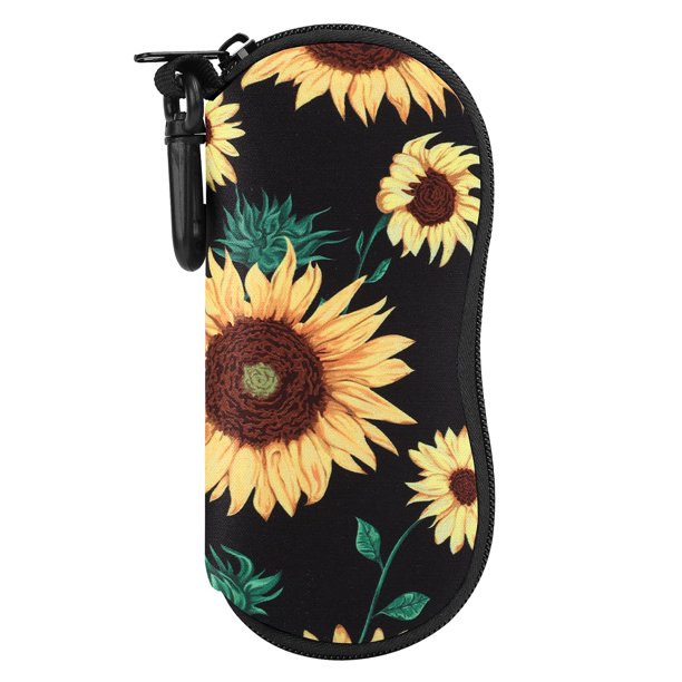 Estuche para gafas MoKo de neopreno suave con cremallera y clip – Girasol