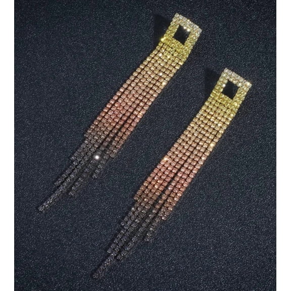 RubyLee Elegance Tassel Gold and Black, Fashion Earrings for Women Earrings, Stainless Steel, Jewelry Pouch, 2 Count Per Pack