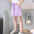 thumbnail image 2 of Annhoo Girls Cotton Sports Shorts Elastic Waisted Drawstring Five Quarter Loose Casual Shorts with Pockets 5-15 Years, 2 of 4