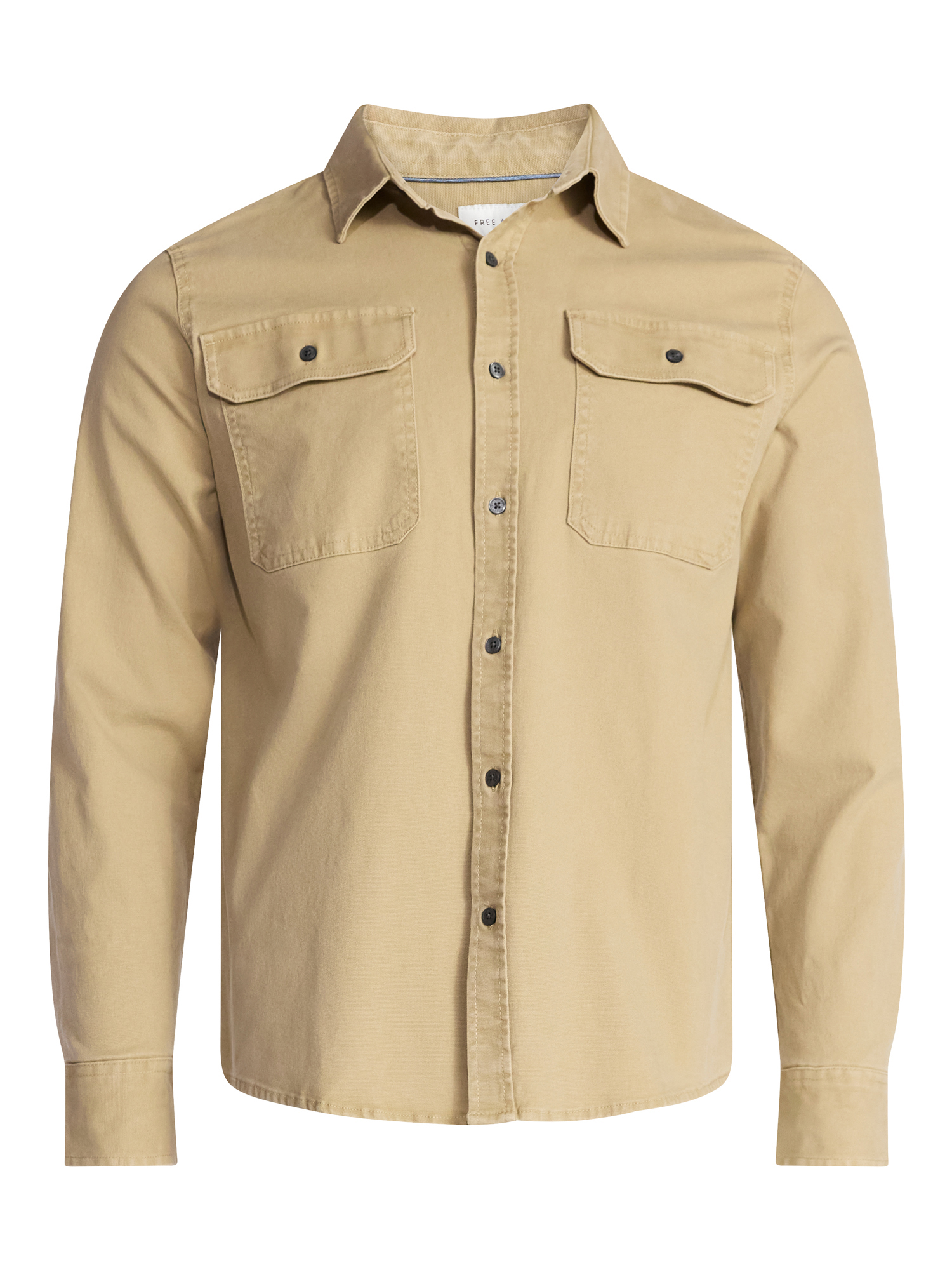 Free Assembly Men's Two Pocket Woven Shirt with Long Sleeves, Sizes S-3XL