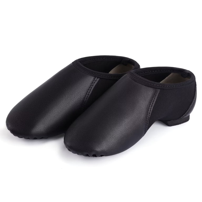 Dynadans Kids' PU Leather Upper Slip-on Jazz Dance Shoes, Black