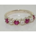 thumbnail image 6 of LBG 925 Sterling Silver Cultured Pearl & Ruby Womans Eternity Ring - Size 8.5, 6 of 6