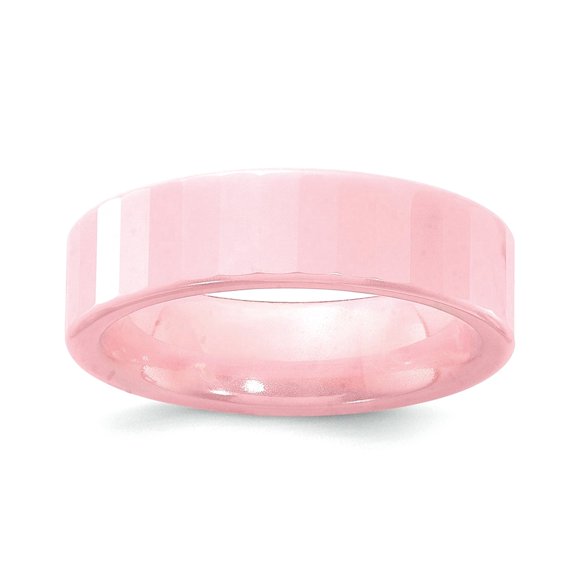 Ceramic Pink Faceted 6mm Polished Band Ring Size 5.5 Ring for Women and Men