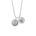thumbnail image 2 of Delight Jewelry Silvertone Large Super Sparkle Crystal Clear AB Softball Silvertone Script Initial Disc - V - Charm Necklace, 20"+3", 2 of 4