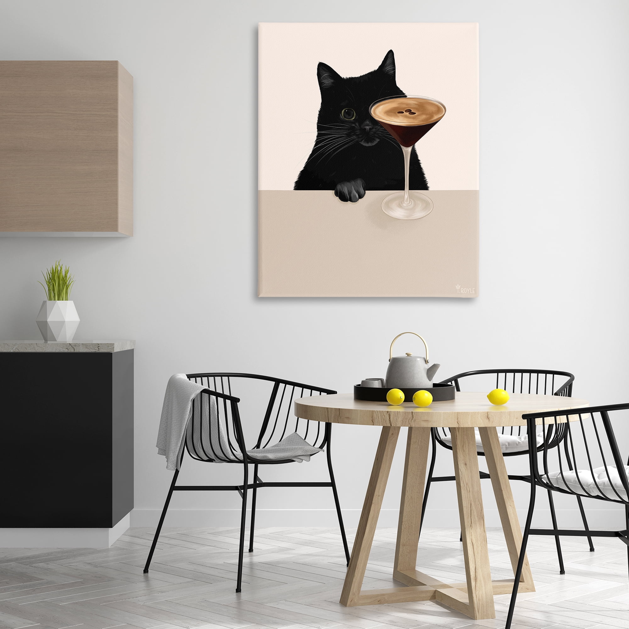 Stupell Industries Cat & Espresso Martini Food & Beverage Painting Gallery Wrapped Canvas Art Print Wall Art, 36 x 48
