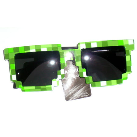 8-Bit Pixelated Green Sunglasses Geek Square Retro Nerd 90's Dark Arms Adult