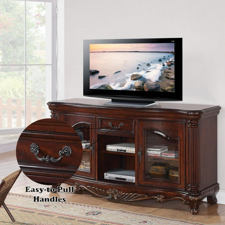 【美品】ACME Furniture GRAND VIEW TV-SHELF ACME Remington TV Stand in Brown Cherry - Walmart.com