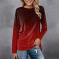 thumbnail image 2 of EIMELI Femmes Quotidien Tops Manches Longues Confortable Gradient Imprimé Chemisier Tops Casual Tunique Manches Longues Col Rond Pull-Over Chemises, 2 of 4