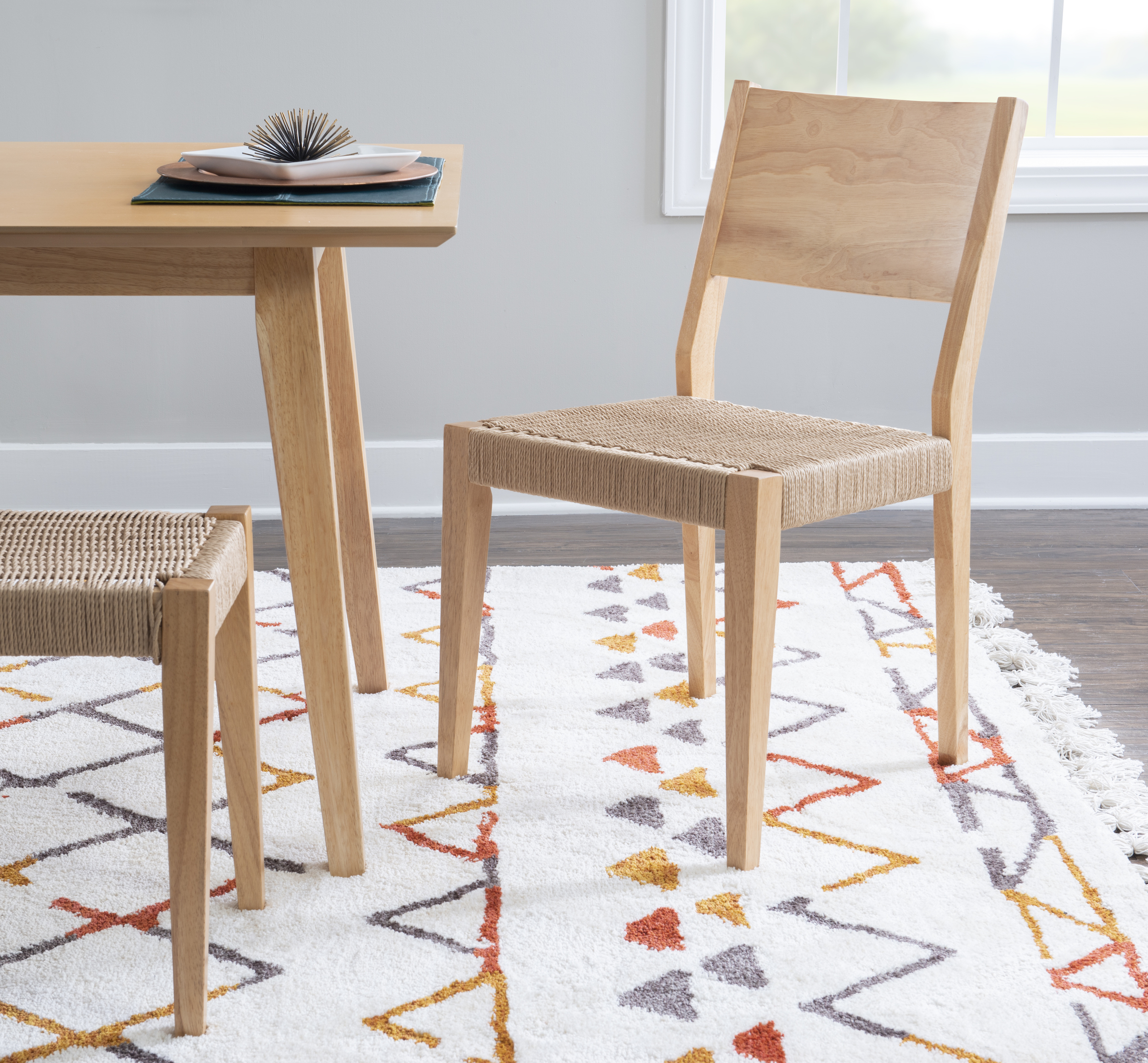 Holden Mid-Century Modern 7-Piece Dining Set, Natural