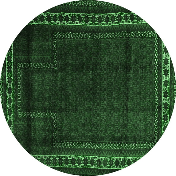 Ahgly Company Indoor Round Persian Emerald Green Traditional Area Rugs, 3' Round