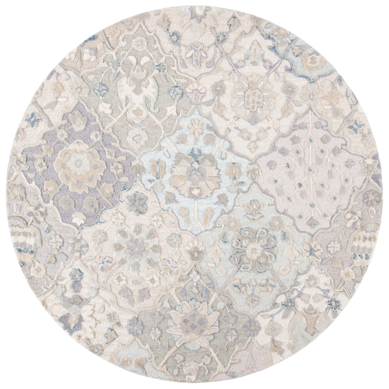 SAFAVIEH Glamour Charmaine Floral Wool Area Rug, Grey/Blue, 3' x 5'