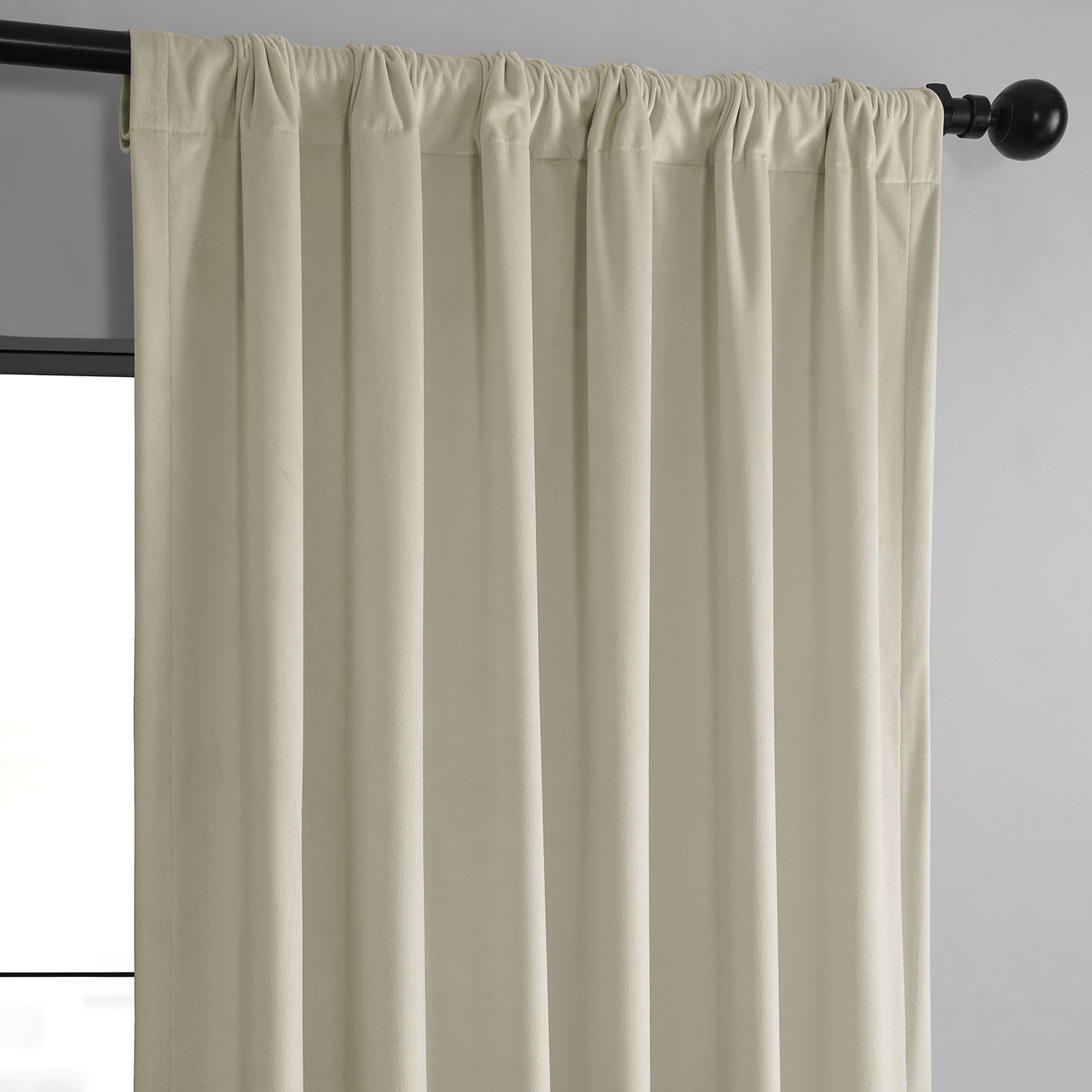 HPD Half Price Drapes Basic Deluxe Velvet Room Darkening Curtains with Rod Pocket - 2 Panels Set - Window Curtains for Living Room & Curtains for Bedroom, 50W X 108L, Light Ivory