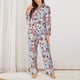 thumbnail image 2 of Fotbe Abstract Floral Conjunto de Pijama de Manga Larga para Mujer con Estampado, Ropa de Dormir de 2 Piezas, Conjunto de Casa Suave y Cómodo con Bolsillos-Large, 2 of 7