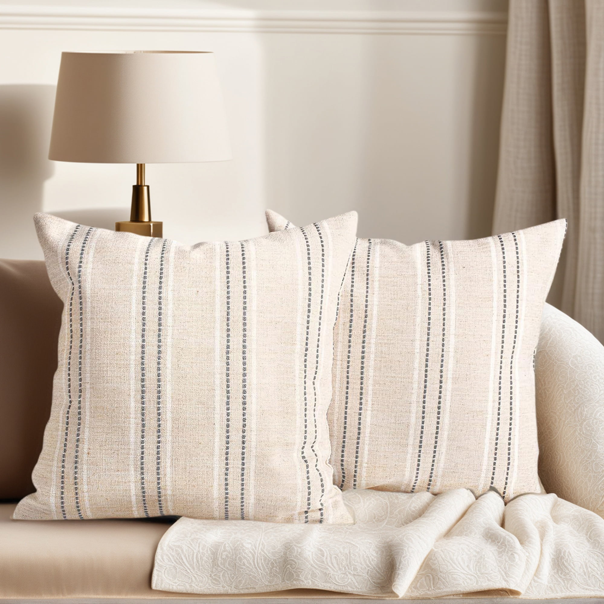 Unique Bargains Pack of 2 Striped Soft Cozy Cushion Cases Pillow Covers 20" x 20" Grey