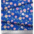 thumbnail image 3 of Soimoi Blue Rayon Crepe Fabric Leaves & Grandiflora Roses Floral Print Sewing Fabric Yard 46 Inch Wide, 3 of 3