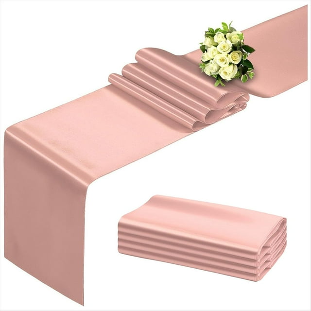 Camino de Mesa de Rosa, 12x108 Pulgadas, Paquete de 10 Caminos de Mesa de Satén, Camino de Mesa Liso para Fiestas, Bodas, Banquetes, Cumpleaños