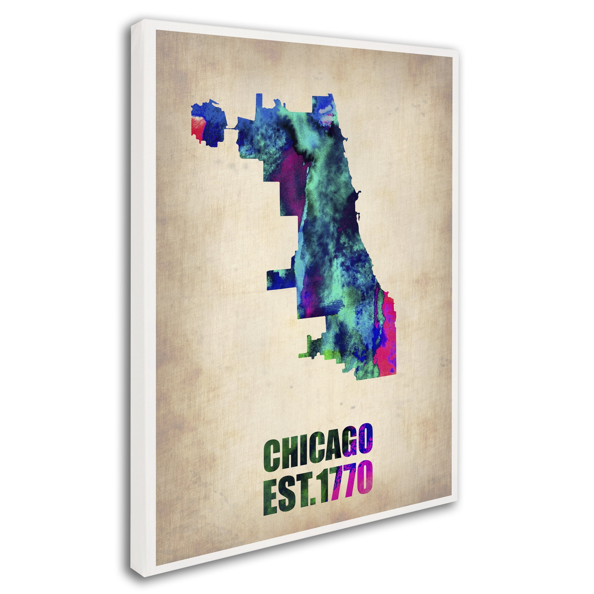 Trademark Fine Art "Chicago Watercolor Map" Canvas Art by Naxart
