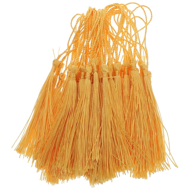 100 piezas de poliéster para fiestas del hogar, hechas a mano, con nudo chino, decoración con borlas (doradas)