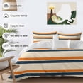 thumbnail image 3 of 3 Piece Orange Blue Stripe Duvet Cover Set Twin Size, Microfiber Comforter/Quilt Cover with Corner Ties and 2 Pillowcases, Minimalist Farmhouse Stripes All Season Soft Bedding with Zipper Closure, 3 of 8