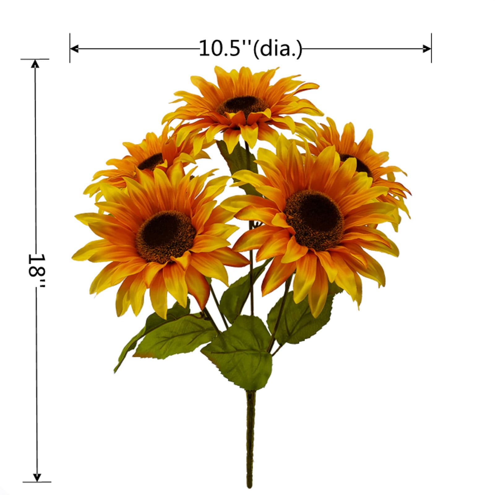 (2 pack) Mainstays 18in Indoor Artificial Sunflower Bush, Yellow Color