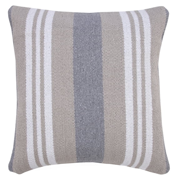 Ox Bay David 20" x 20" Beige/Gray Striped Cotton Adult Decorative Throw Pillow Cover