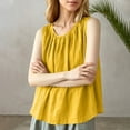 thumbnail image 6 of Women's Plain Sleeveless Tank Top Summer Oversized Crew Neck Basic Tee Tank Flowy Casual Boho Beach Vacation Tops Yellow, 6 of 7
