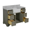 thumbnail image 2 of Zelda 48" Farmhouse Bathroom Vanity with Weathered Gray Cabinet and Carrara Marble Top, 2 of 6