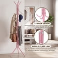 thumbnail image 6 of HONEIER Coat Rack, 68.9" Metal Coat Rack Stand with 12 Hooks Standing Coat Rack for Entryway Bedroom Living Room, Pink, 6 of 9