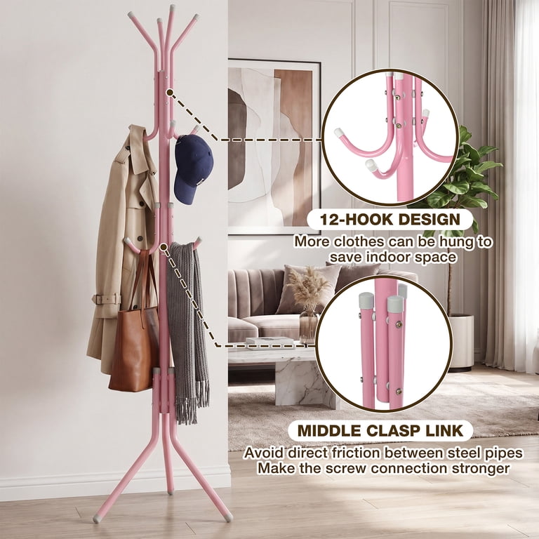 68.9x17.7in Steel Coat Rack, Freestanding, Assembled, Living Room