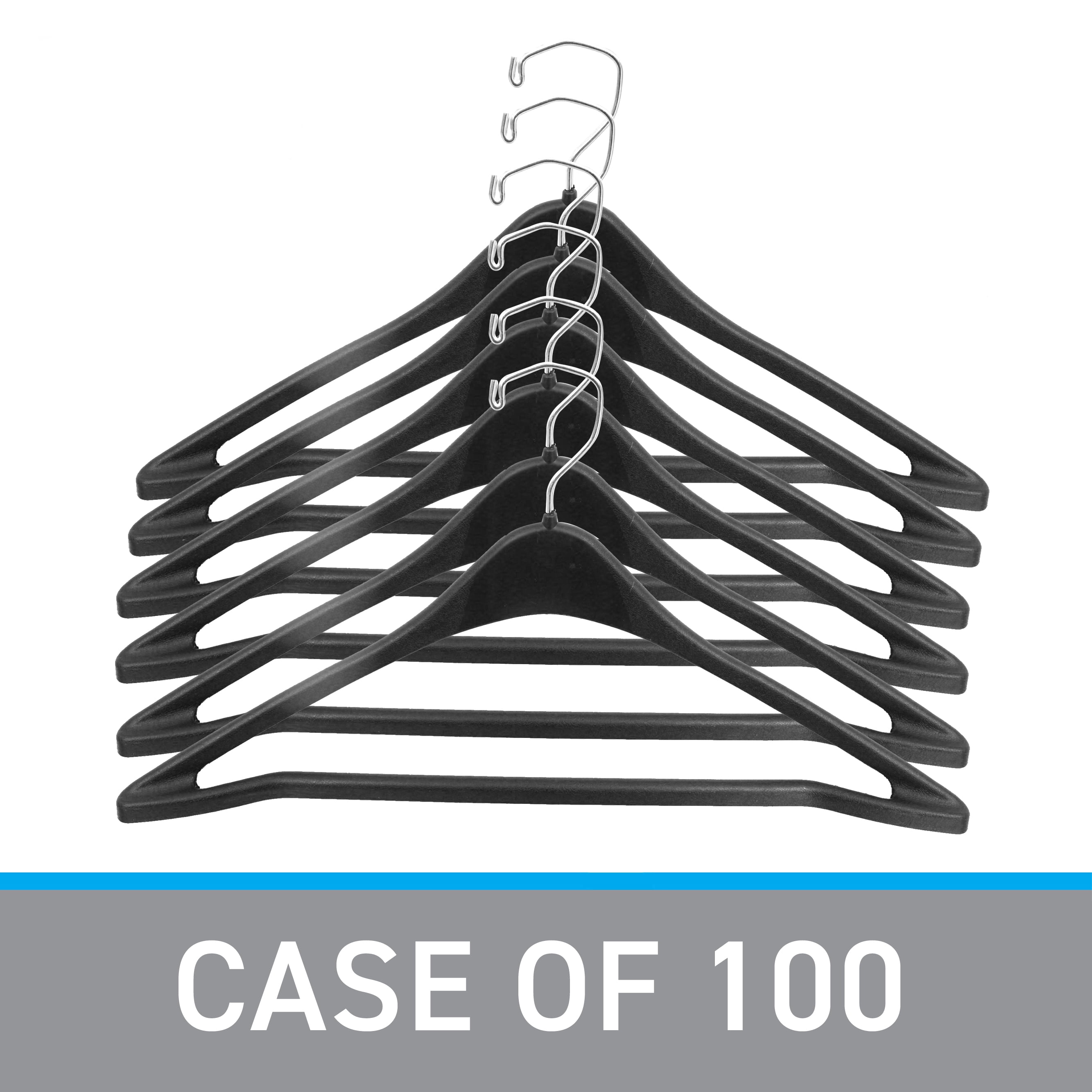 SSWBasics 17 inch Contoured Black Plastic Suit Hangers for Men and Women - Case of 100 - Durable Jacket  Coat  Suit Hangers - Retail  Thrift  Boutique  and Home Closet