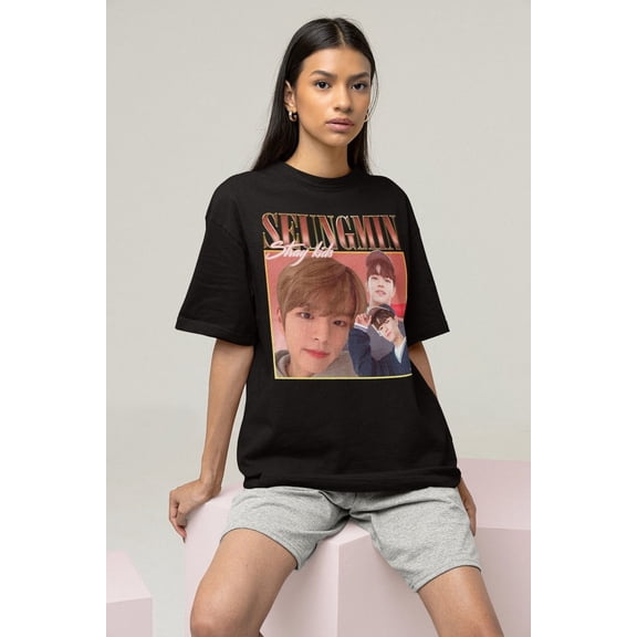 [BLACK] Stray Kids Seungmin Retro Vintage Tee - Kpop T-shirt - Stray Kids Merch - Stray Kids Shirt - Kpop Merch - Kpop Gift