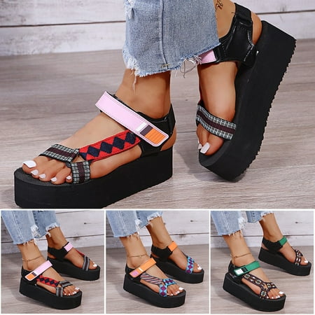 

Women Bulky Platform Slippers Strappy Casual Sandals Ultra-Thick Slide Shoes
