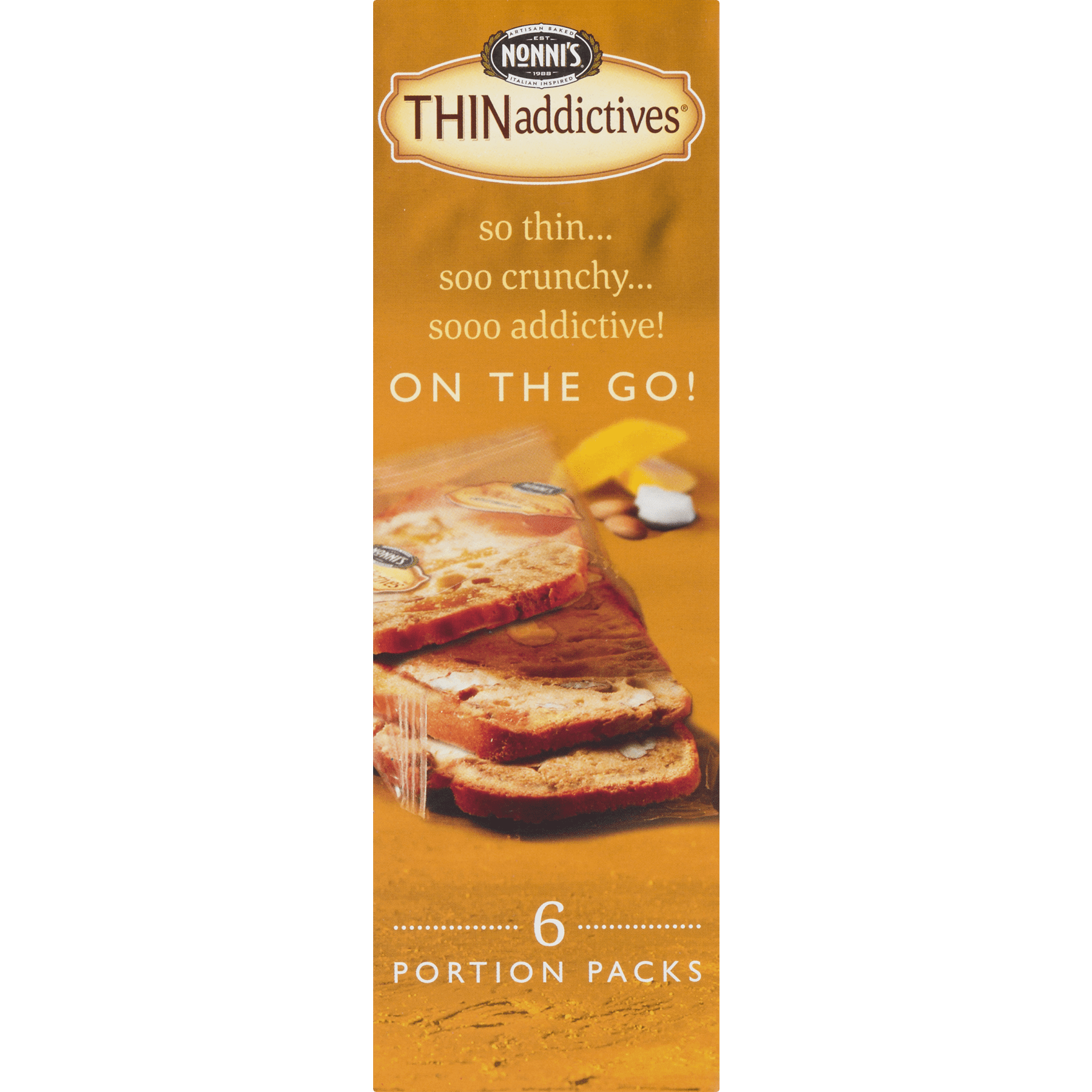 (4 pack) Nonni's Thinaddictives Mango Coconut Almond Thin Cookies, 4.4 Oz., 6 Count