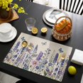thumbnail image 3 of Purple Floral Placemats Set of 6, Spring Lavender Daisy Butterflies Botanical Beige Placemats for Dining Table, Place Mats for Kitchen Tabletop, Waterproof Wipeable Dining Table Mats Set, 3 of 9