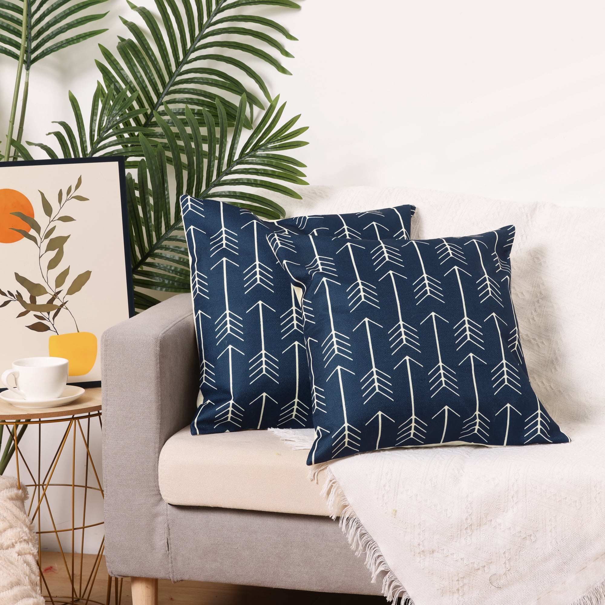 Unique Bargains Multicolor Modern Sofa Home Decorative Throw Pillow Covers (2 Count) Blue-1 18" x 18"