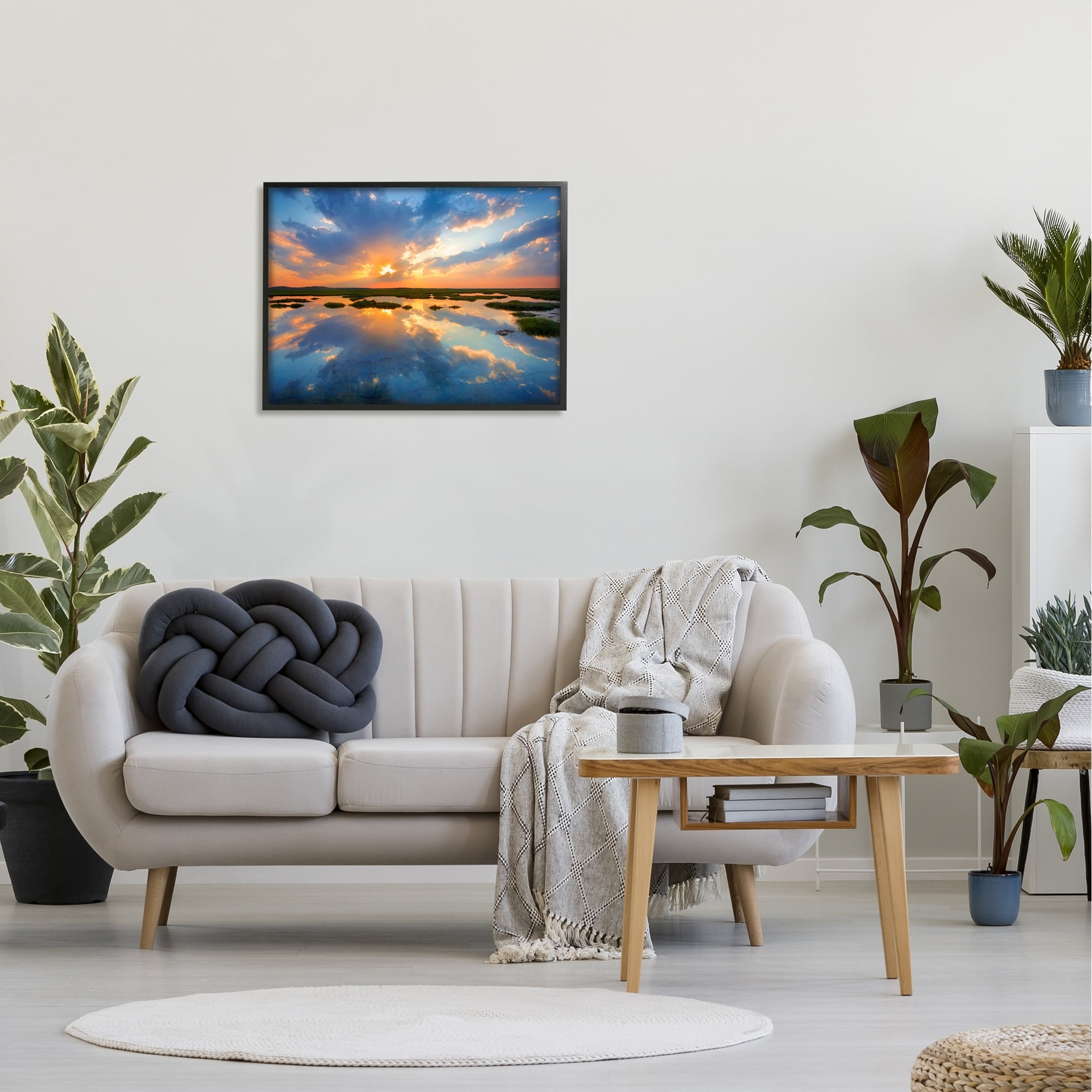 Stupell Industries Coastal Lagoon Pond Sublime Orange Blue Sunset Skies,30 x 24, Design by Patrick Zephyr